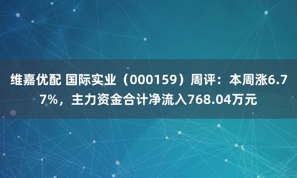 维嘉优配 国际实业（000159）周评：本周涨6.77%，主力资金合计净流入768.04万元