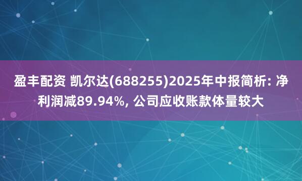 盈丰配资 凯尔达(688255)2025年中报简析: 净利润减89.94%, 公司应收账款体量较大